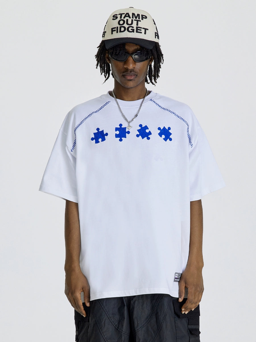NMK Flame Puzzle Heavy Industry Embroidery Tee