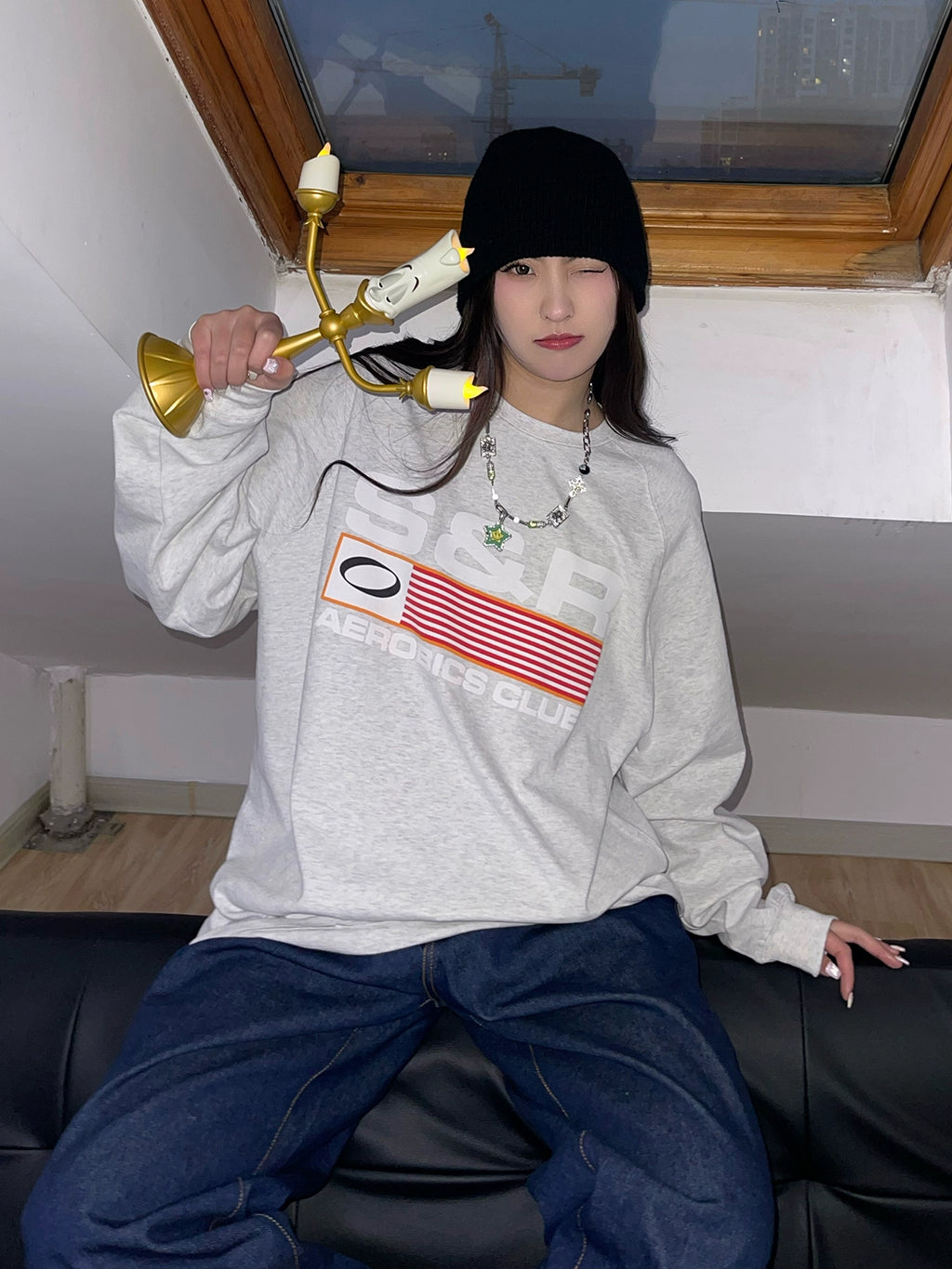 SOSER Shoulder Casual Crew Neck Long Sleeve