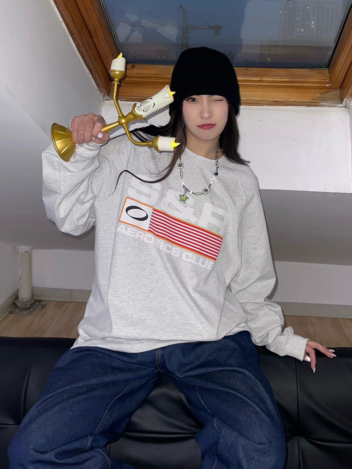 SOSER Shoulder Casual Crew Neck Long Sleeve