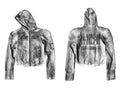 DETW Spray Dirty and Old Double Tiger Embroidered Zipper Hooded Jacket