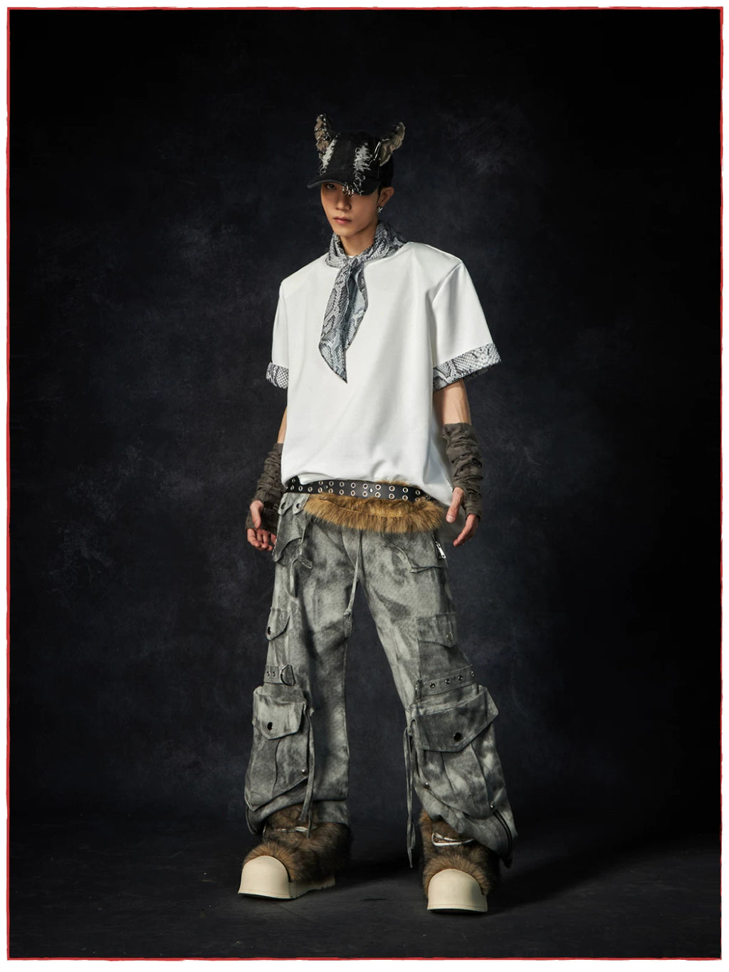 NOMANIAI Old Dirty Multi-pocket Straight Wide-leg Floor-mopping Overalls