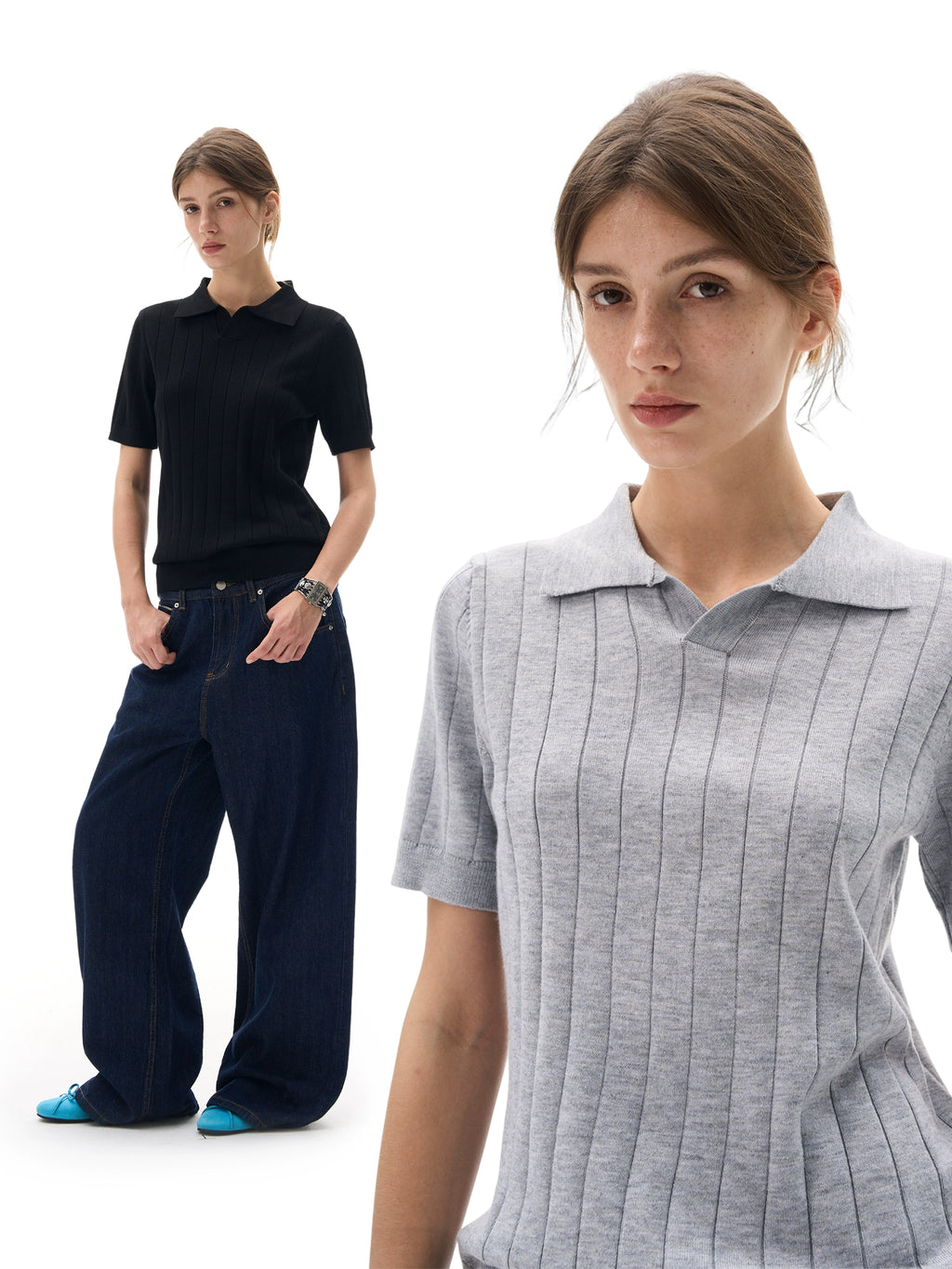 MADWITC Retro Knitted Simple Casual Polo Shirt