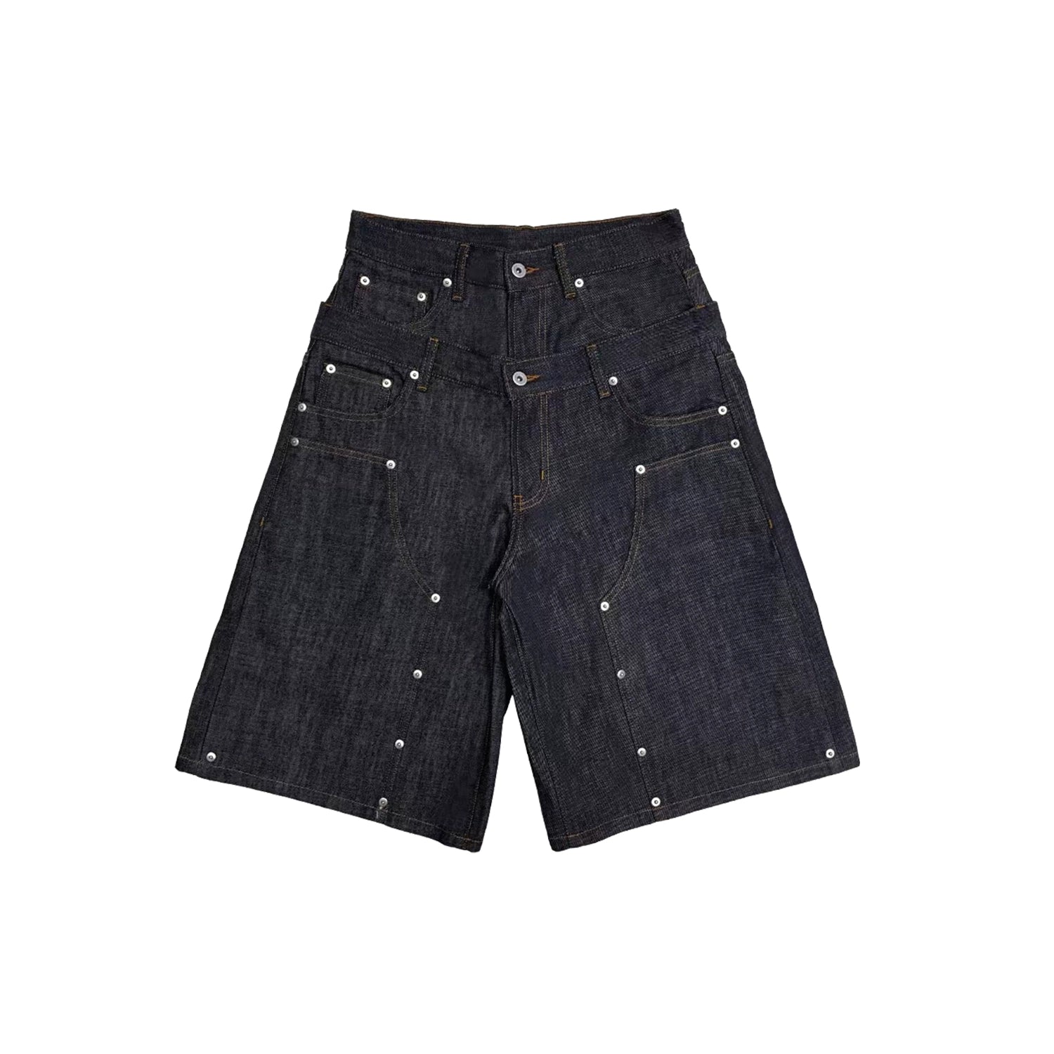 WANNA LAB Original Denim Logging A Word Six or Seven Point Short Trousers