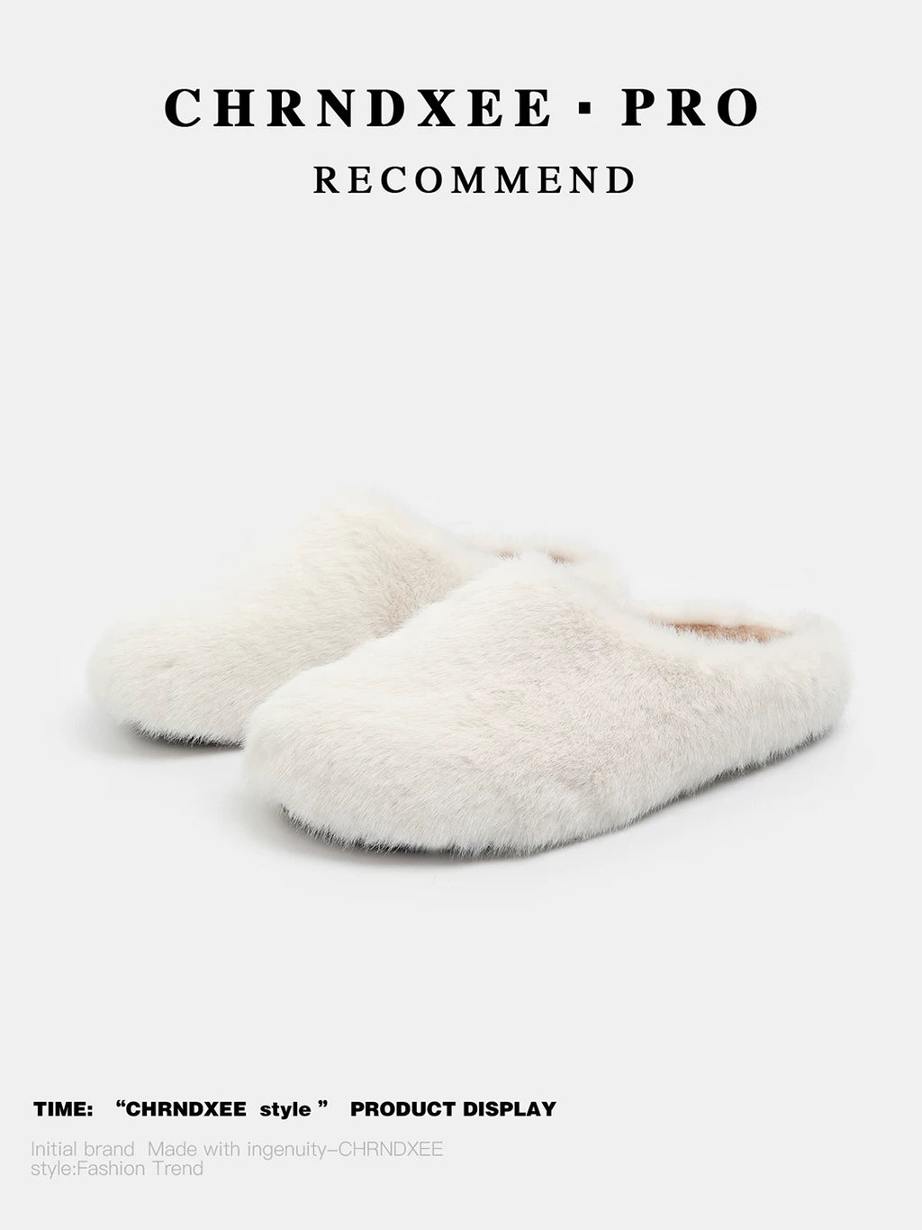 CHRNDXEE Baotou Casual One-pedal Warm Flat-soled Fluffy Single Shoes