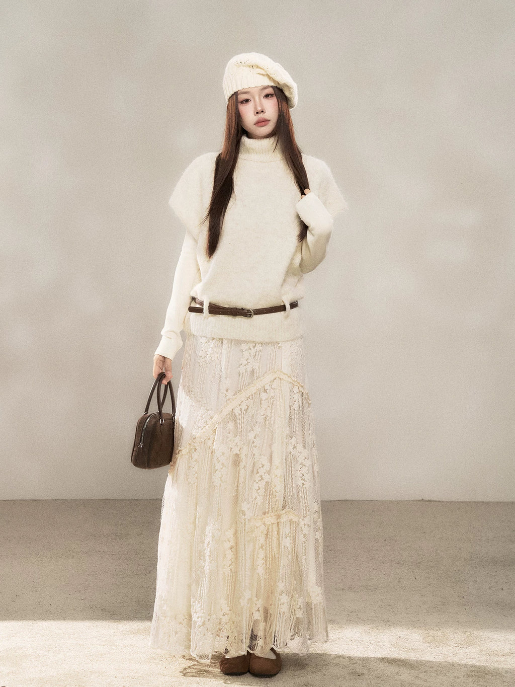 Wildberry Embroidered Lace Stitching High Waist Dress