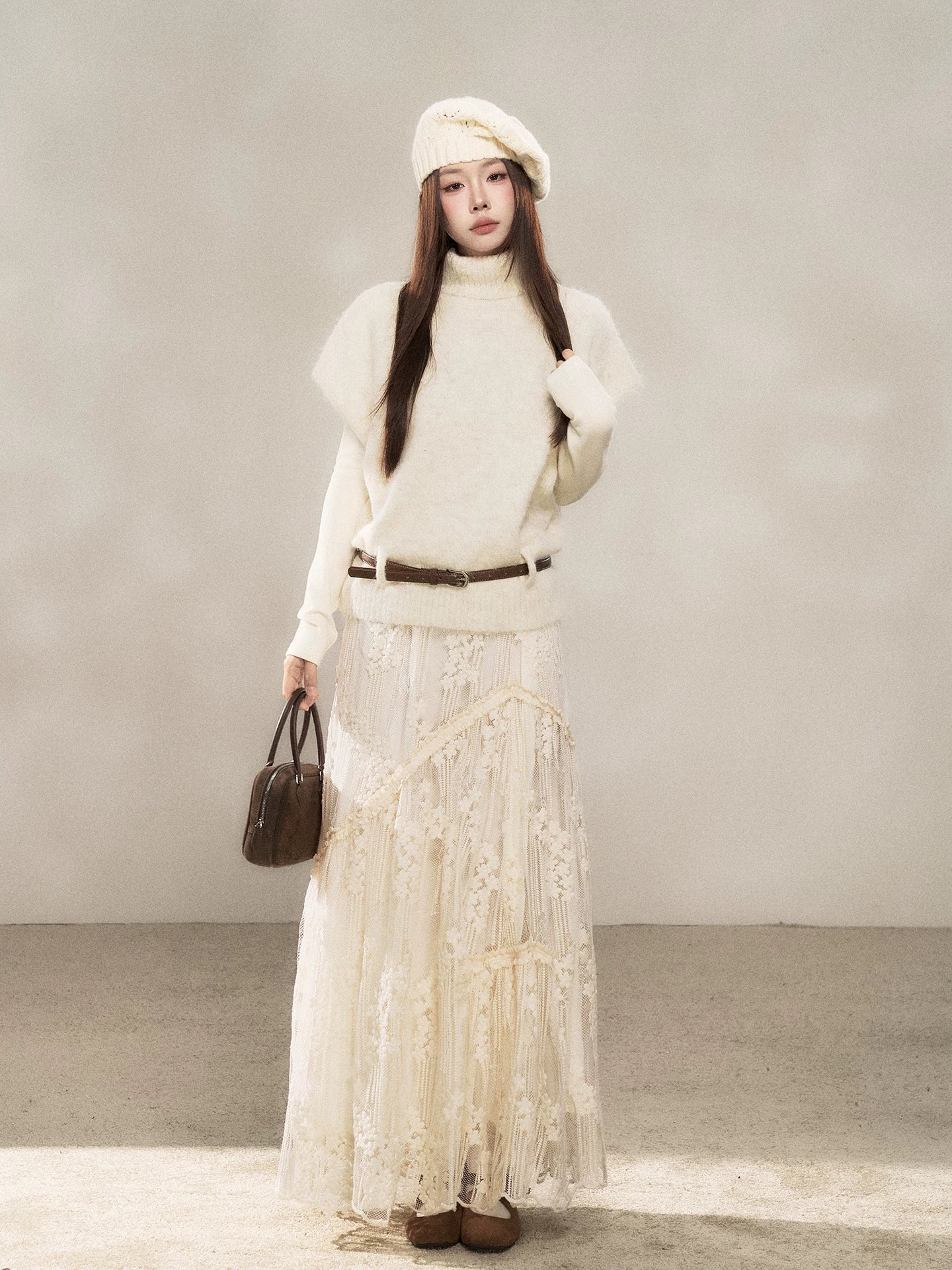 Wildberry Embroidered Lace Stitching High Waist Dress