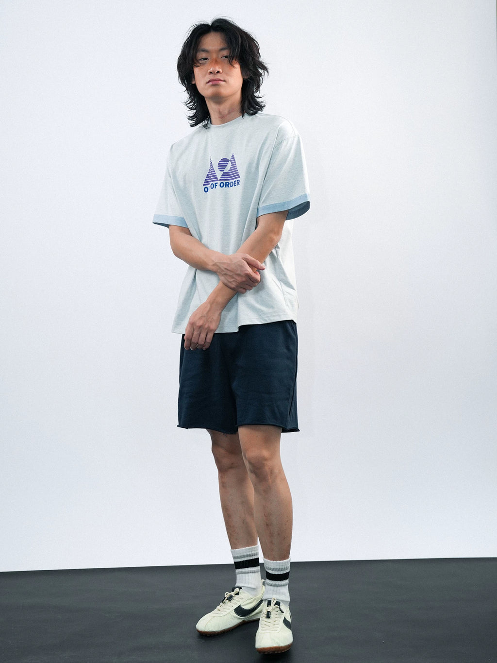 O3PARK Retro Sports and Leisure Contrasting Color Tee