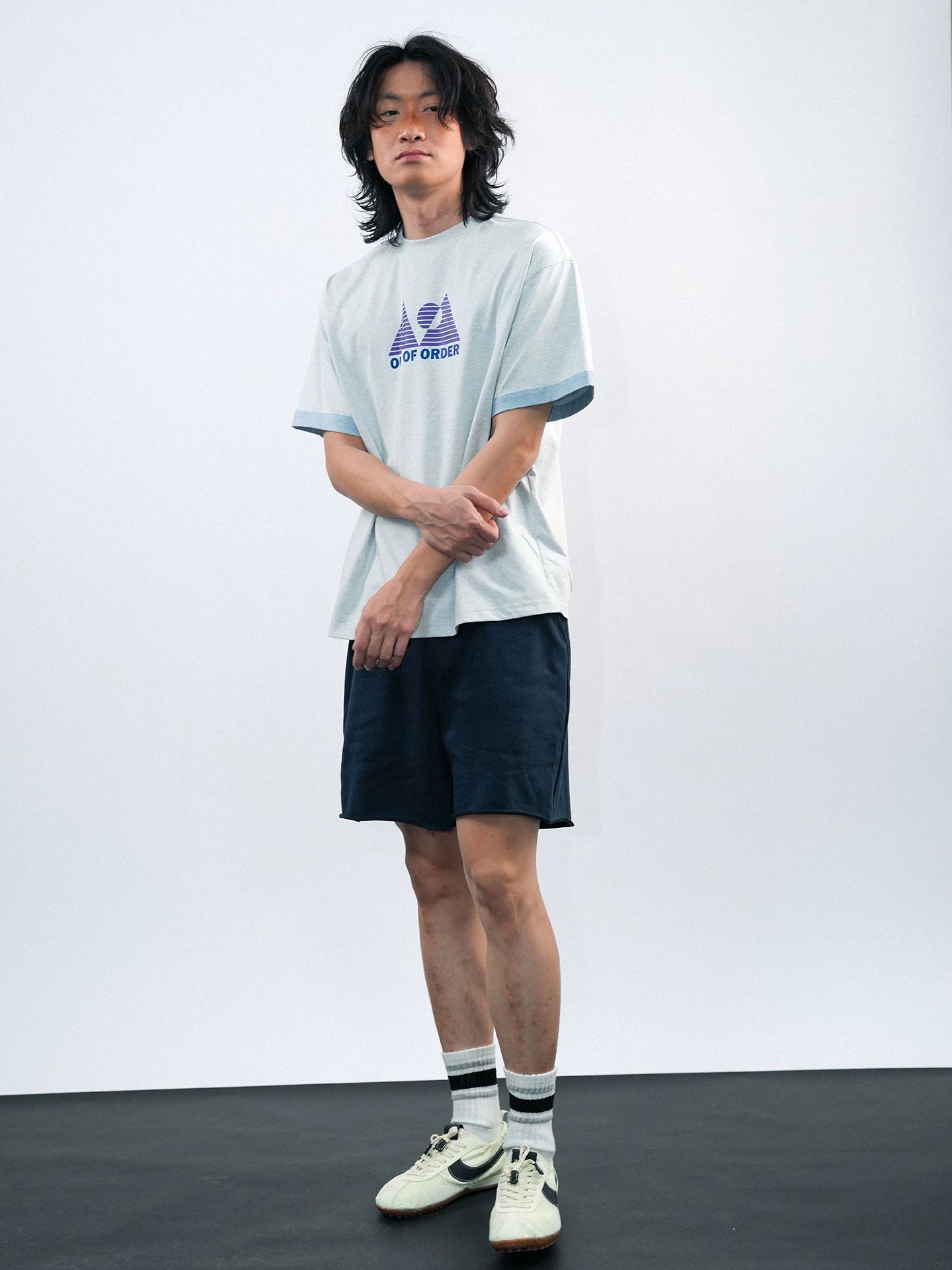 O3PARK Retro Sports and Leisure Contrasting Color Tee