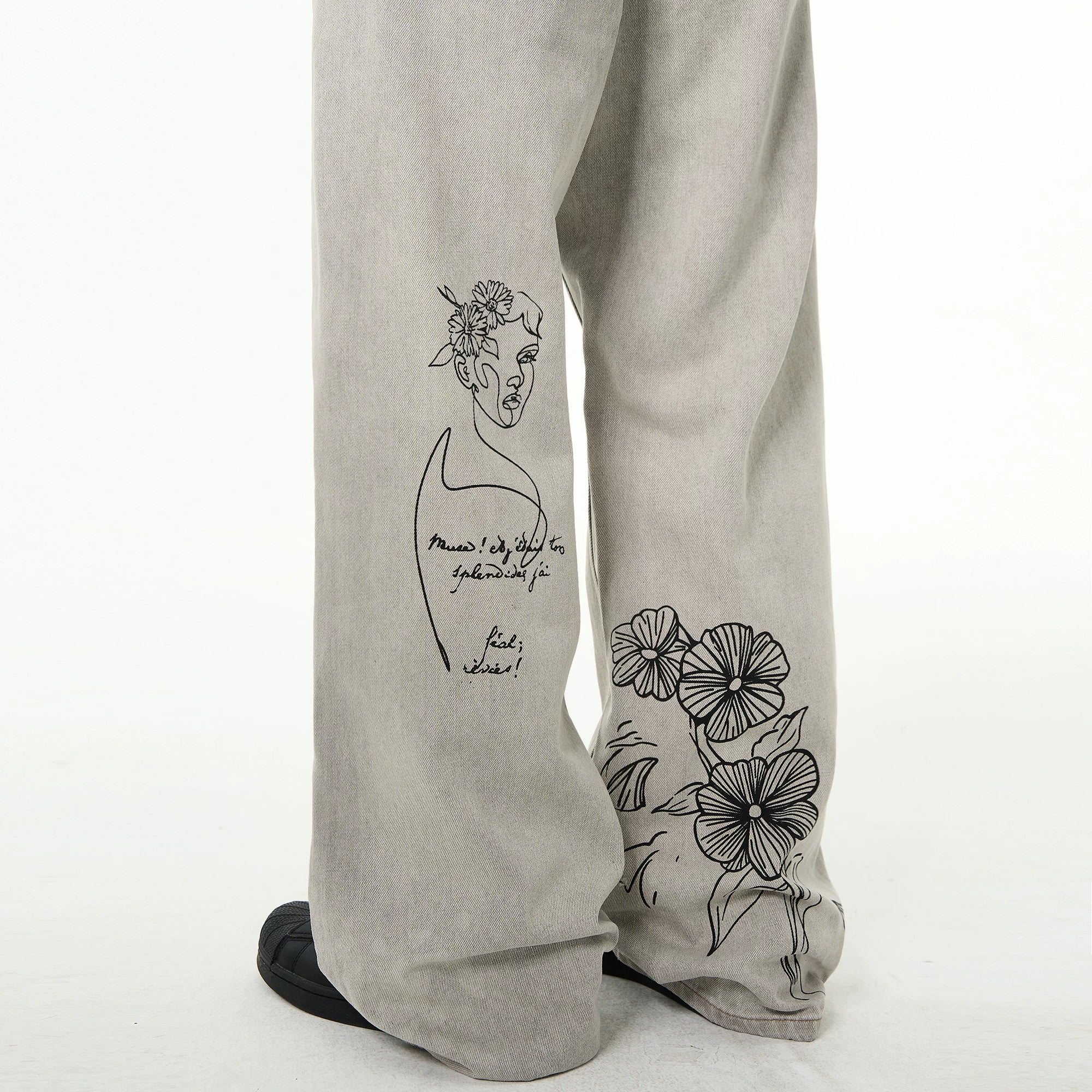 MADWITCH Retro Hand-painted Graffiti Jeans