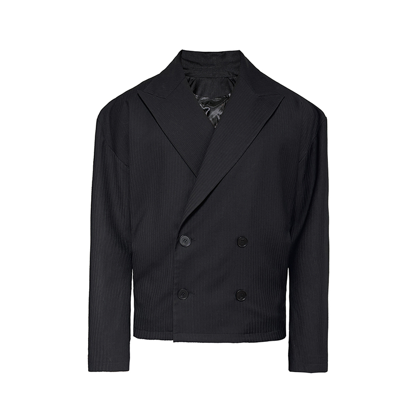 JCAESAR Striped Double-breasted Silhouette Suit