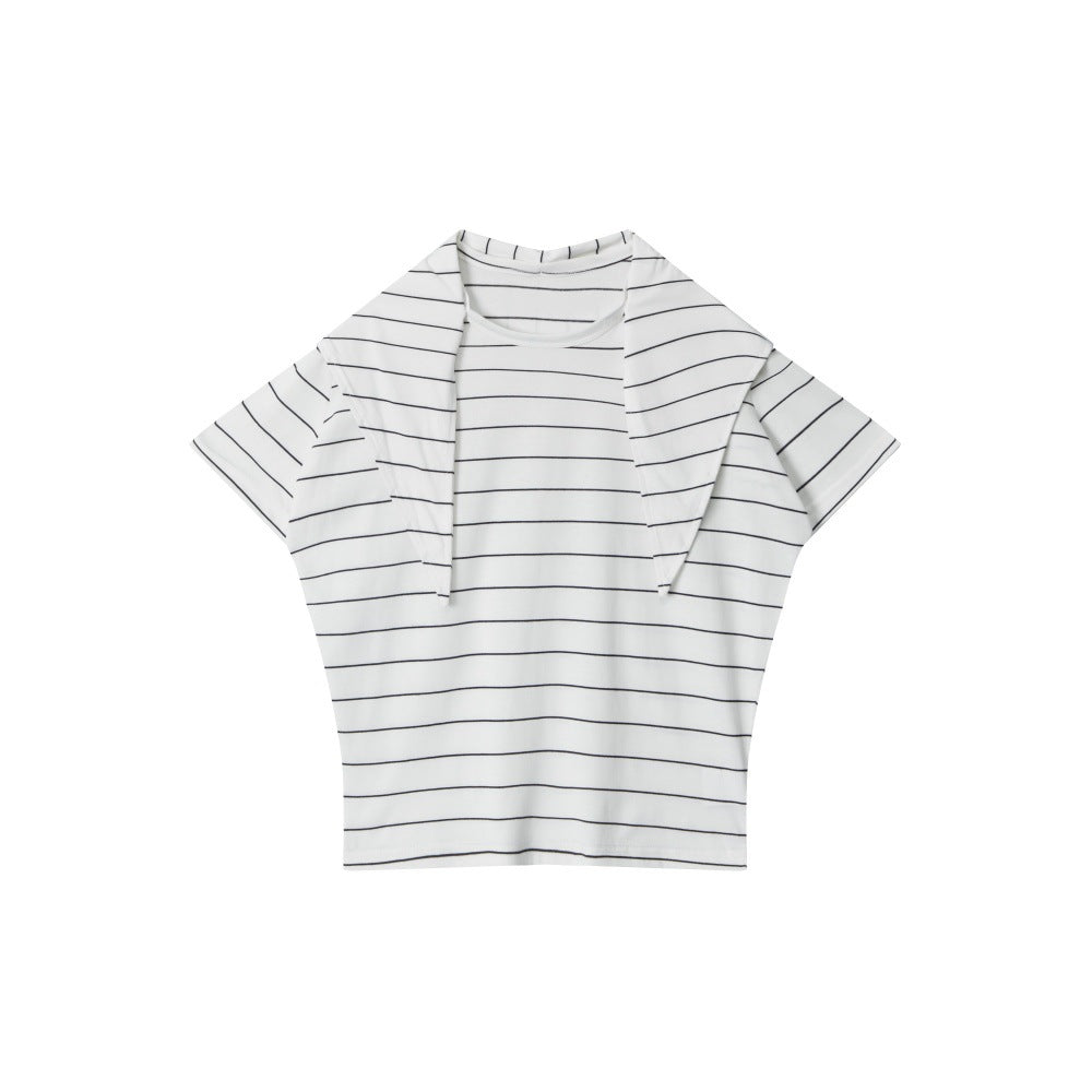 HeyHenry Striped Removable Shawl Casual Tee