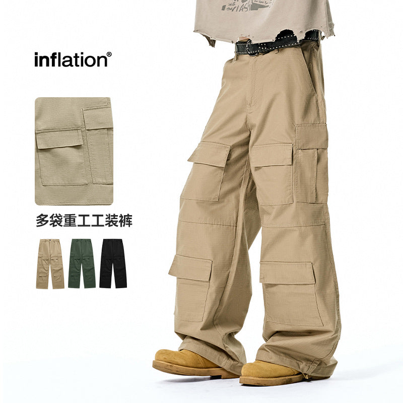 Inflation American Street Wide Leg Pants Casual Pocket Pants