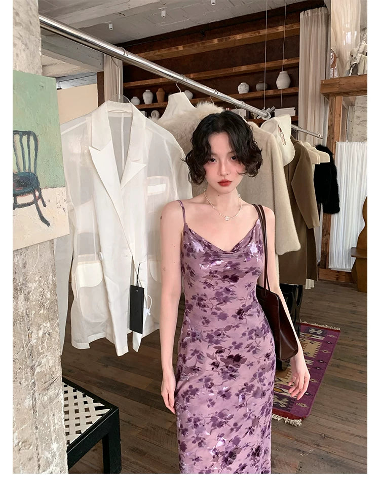 KELIFAN Retro Swinging Collar Suspender Dress