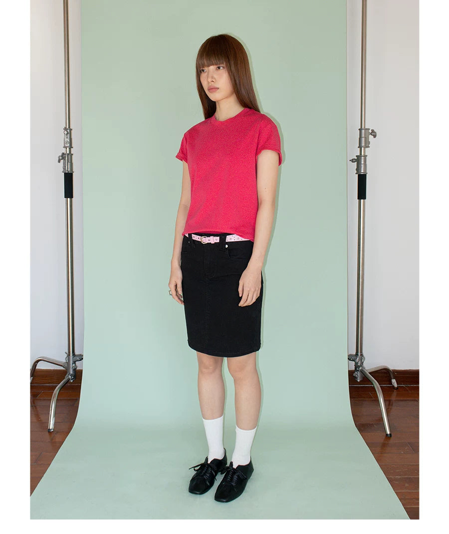 FUNKYFUN Loose Front Shoulder Minimalist Casual Tee