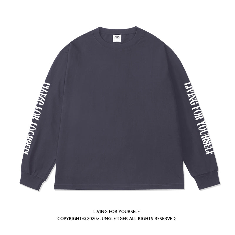 Jungle tiger letter cotton long sleeve Tee