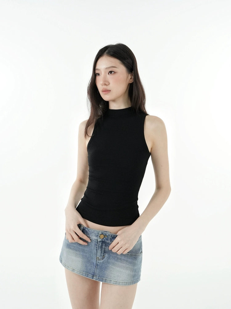 Jim Kennet Semi-turtleneck Sleeveless Slim Fit Stretch Vest