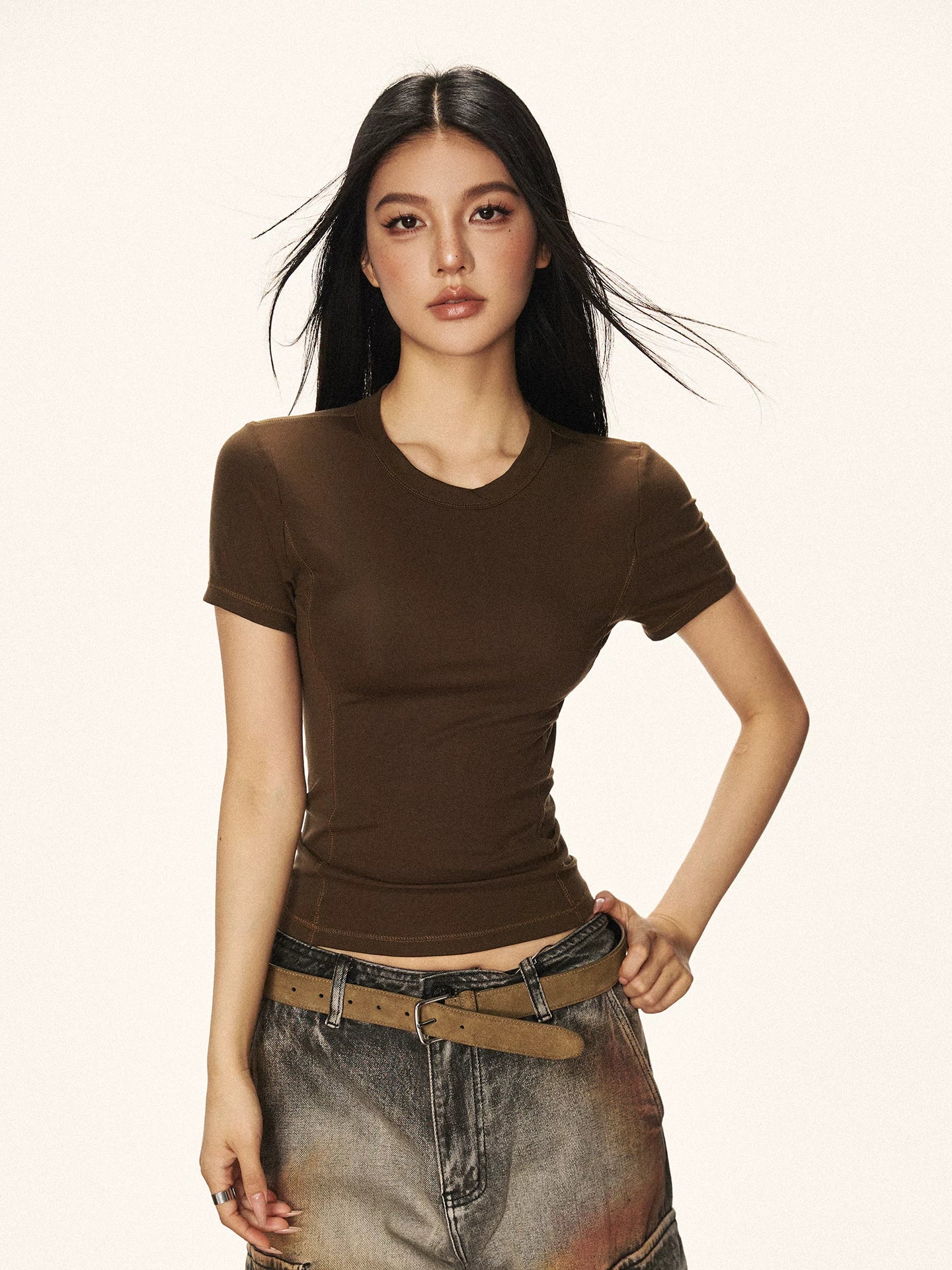 Cherry Melody Vintage Crew Neck Slim and Slim Tee