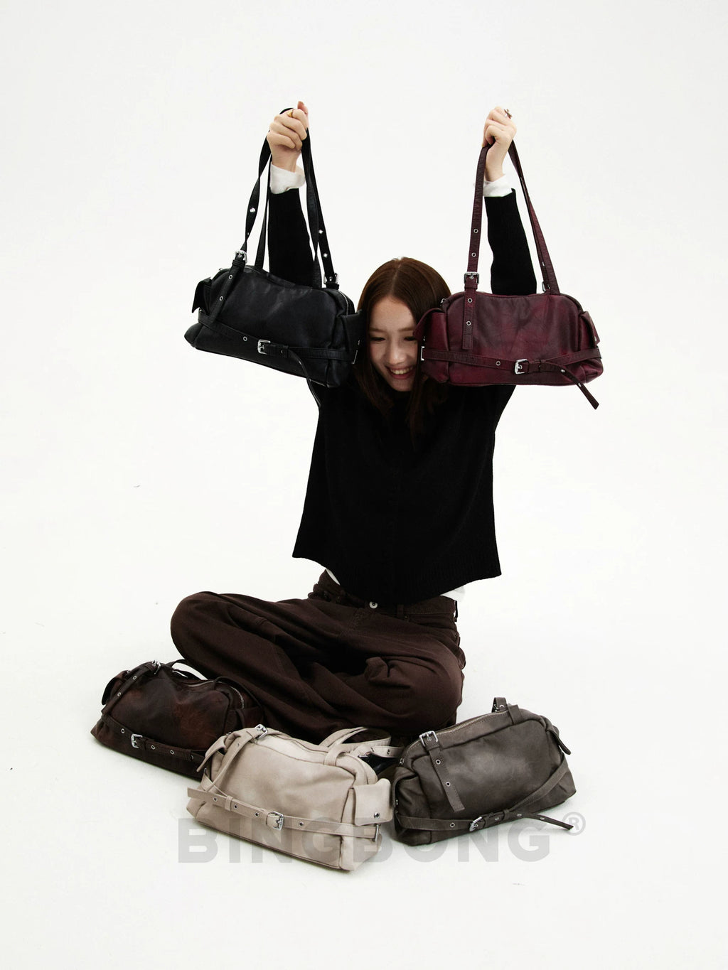 BINGBONG Retro Large Capacity Shoulder Handbag
