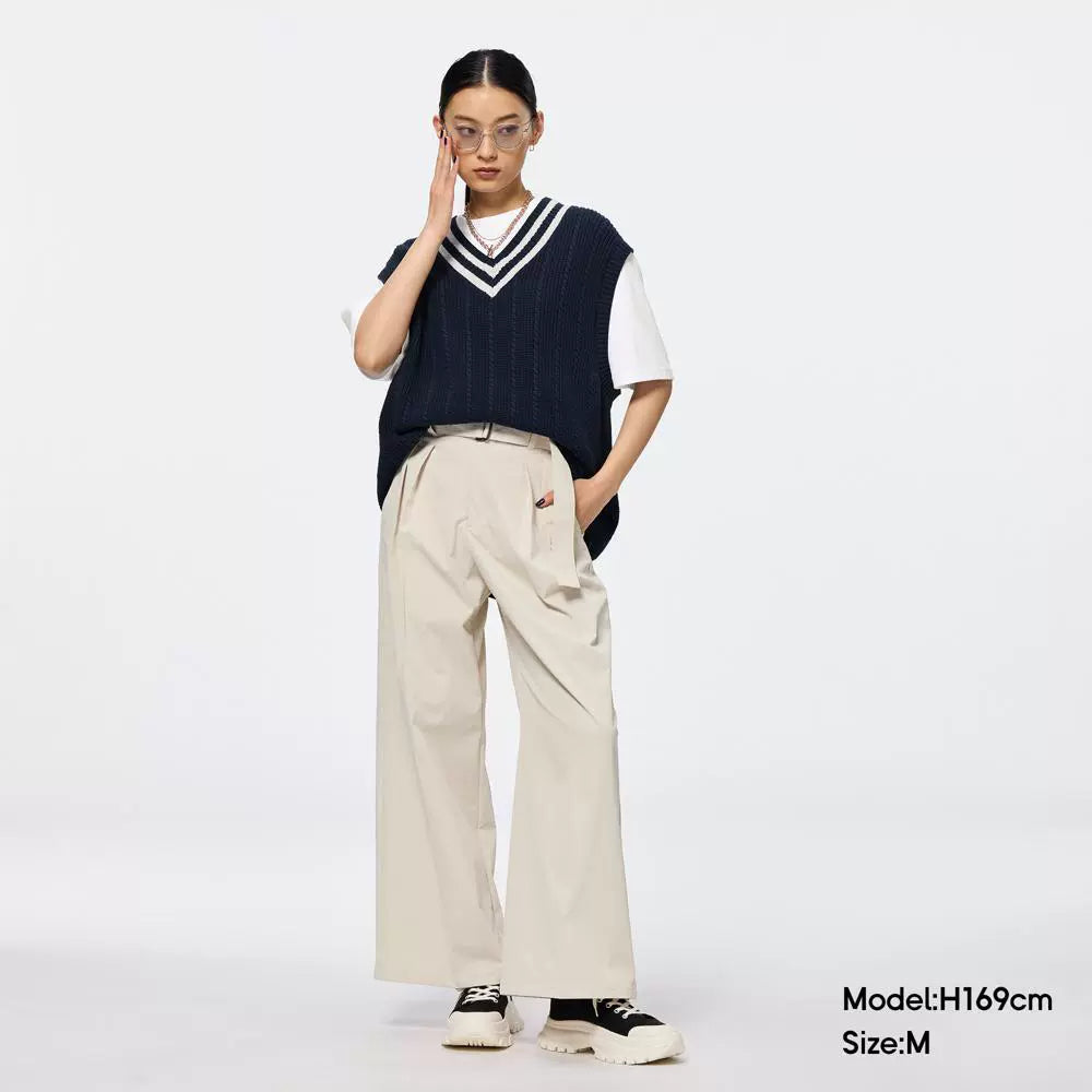 GU Straight Casual Pleated Simple Wide-leg Pants