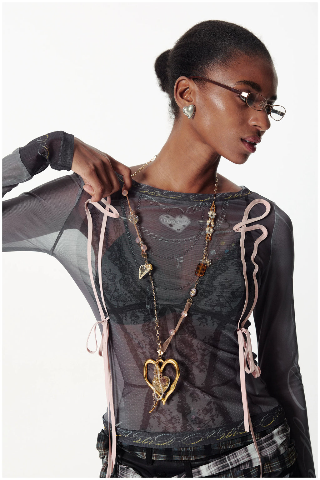 2th Desire Handmade Ribbon Splicing Bead Love Polka Dot Necklace