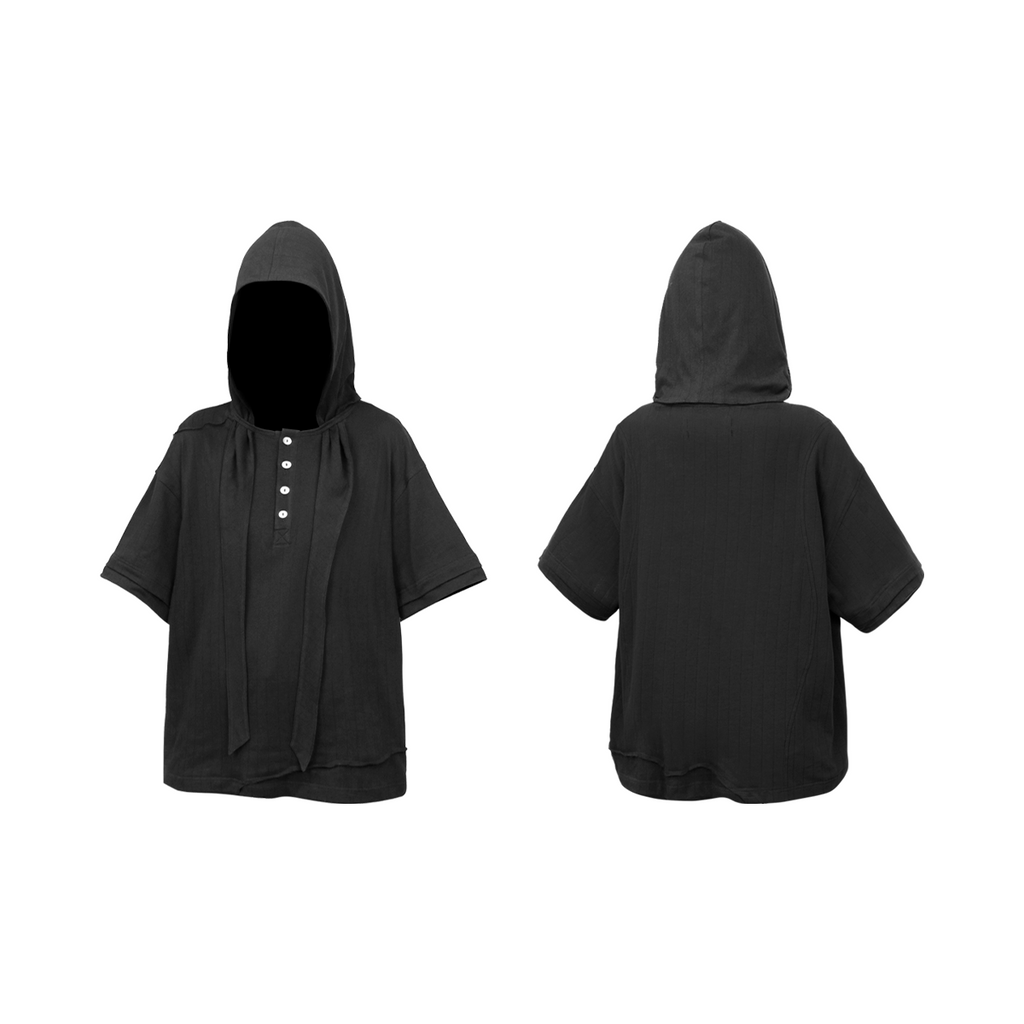 RELABEL Removable Hood Dark Knitted Tee