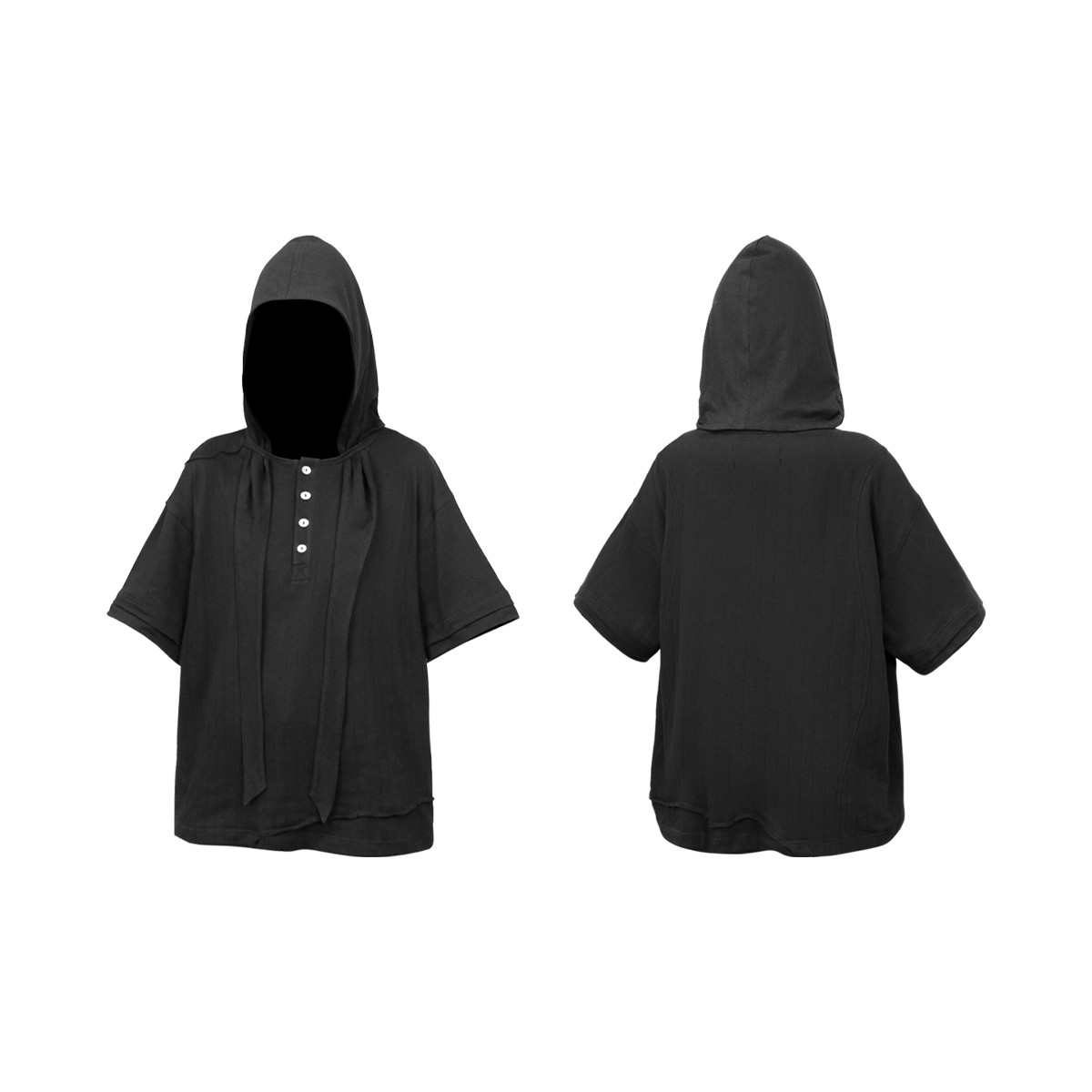 RELABEL Removable Hood Dark Knitted Tee