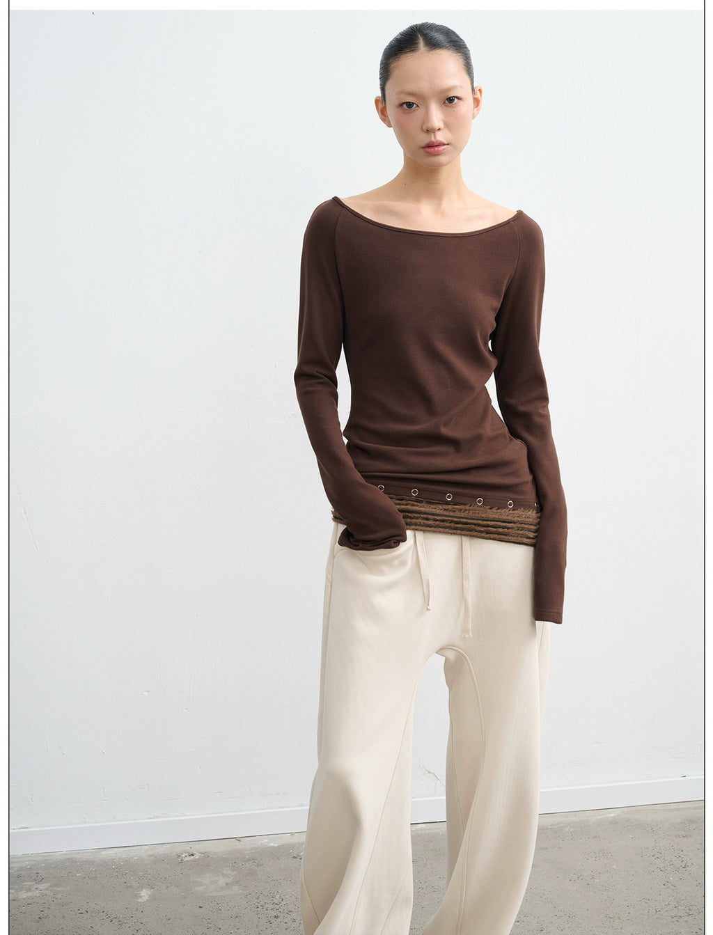 LINY LIBERTY Paneled Striped Slim Long Sleeves