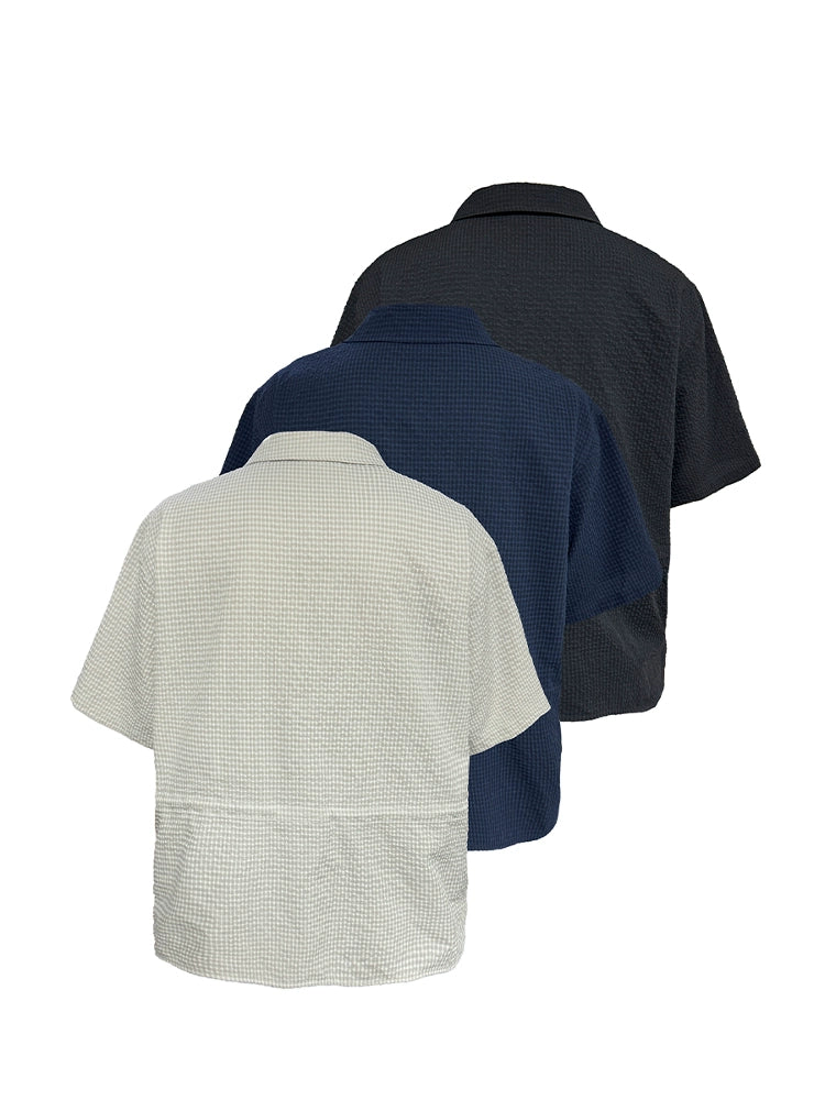 JCAESAR SHIRT Bubble Pleated Drawstring Shirt