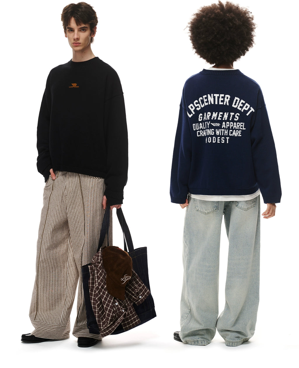 Loopsoon Back Jacquard Vintage Loose Casual Knitwear