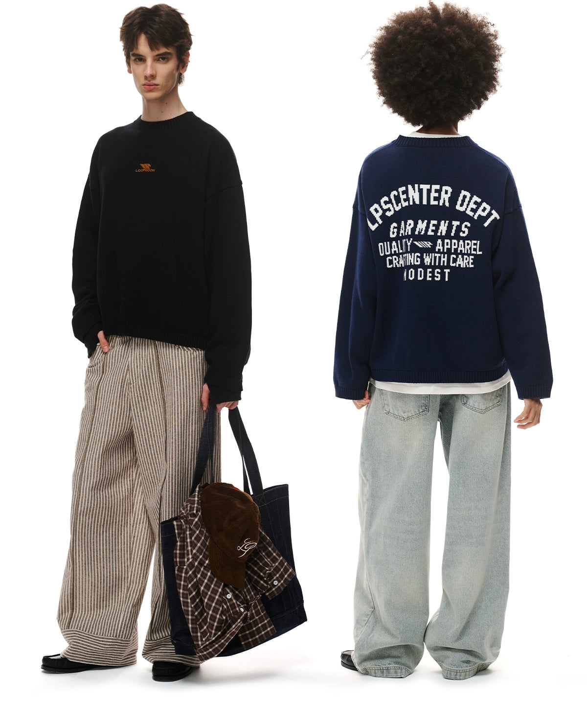 Loopsoon Back Jacquard Vintage Loose Casual Knitwear