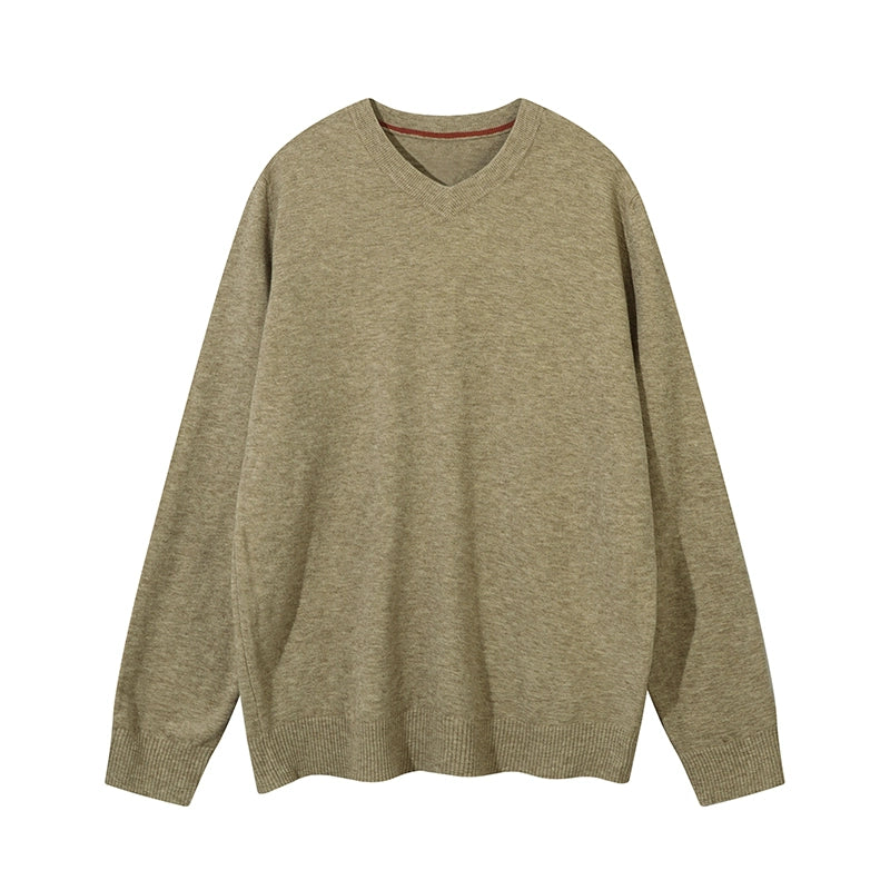 MADWITCH Vintage Simple V-Neck Knitted Bottom Sweater
