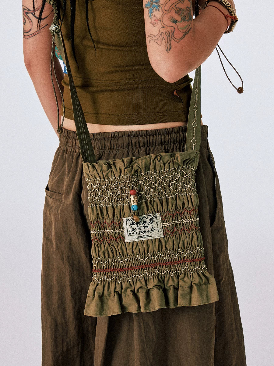 CONP Pleated Wrap Embroidery Nomadic Oblique Span Pouch