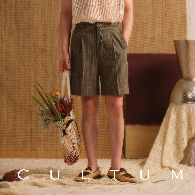CULTUM Striped Drawstring Elastic Waist Shorts
