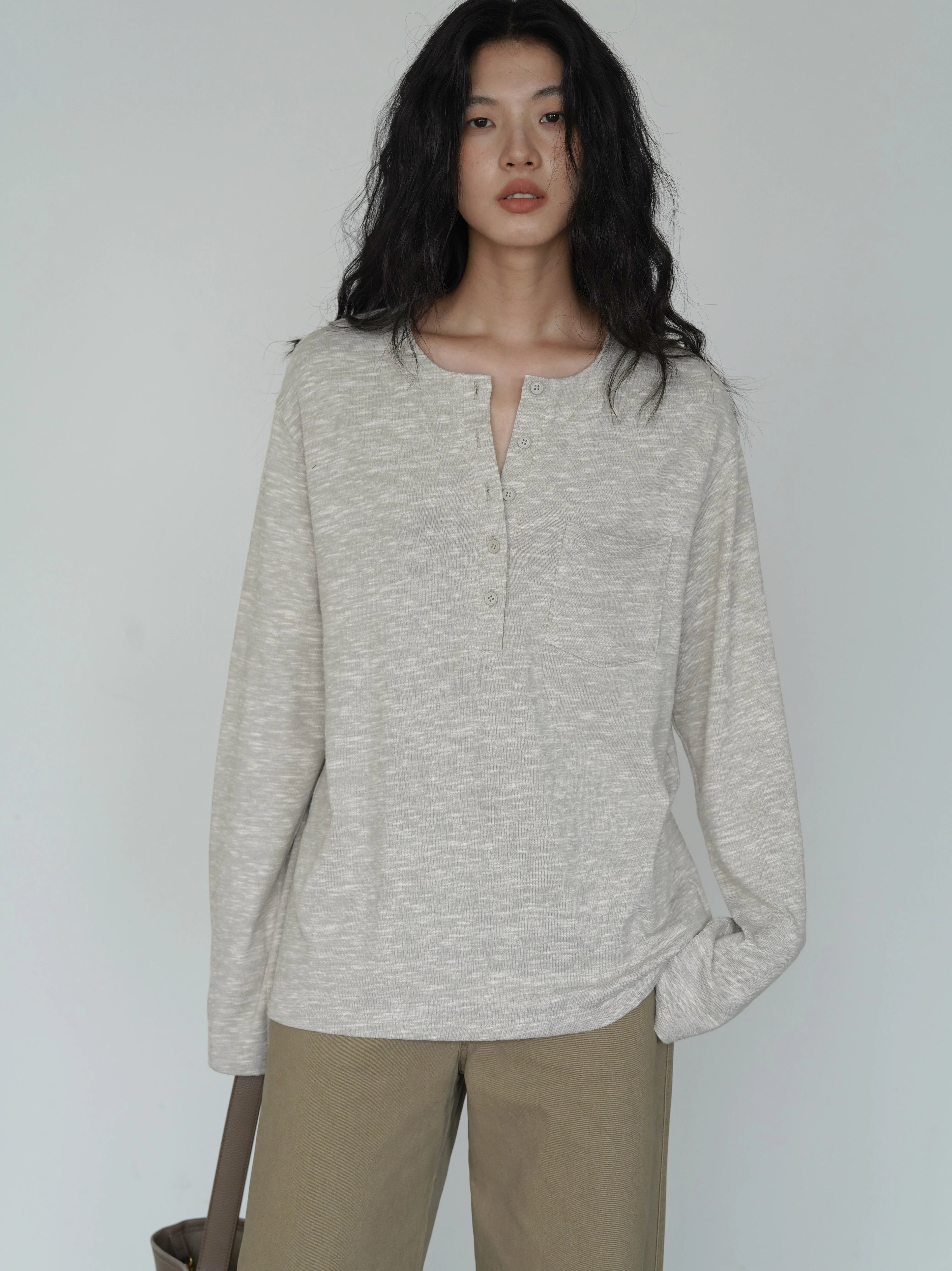 EIGHTHMONTH Korean Lazy Style V-neck Long Sleeve