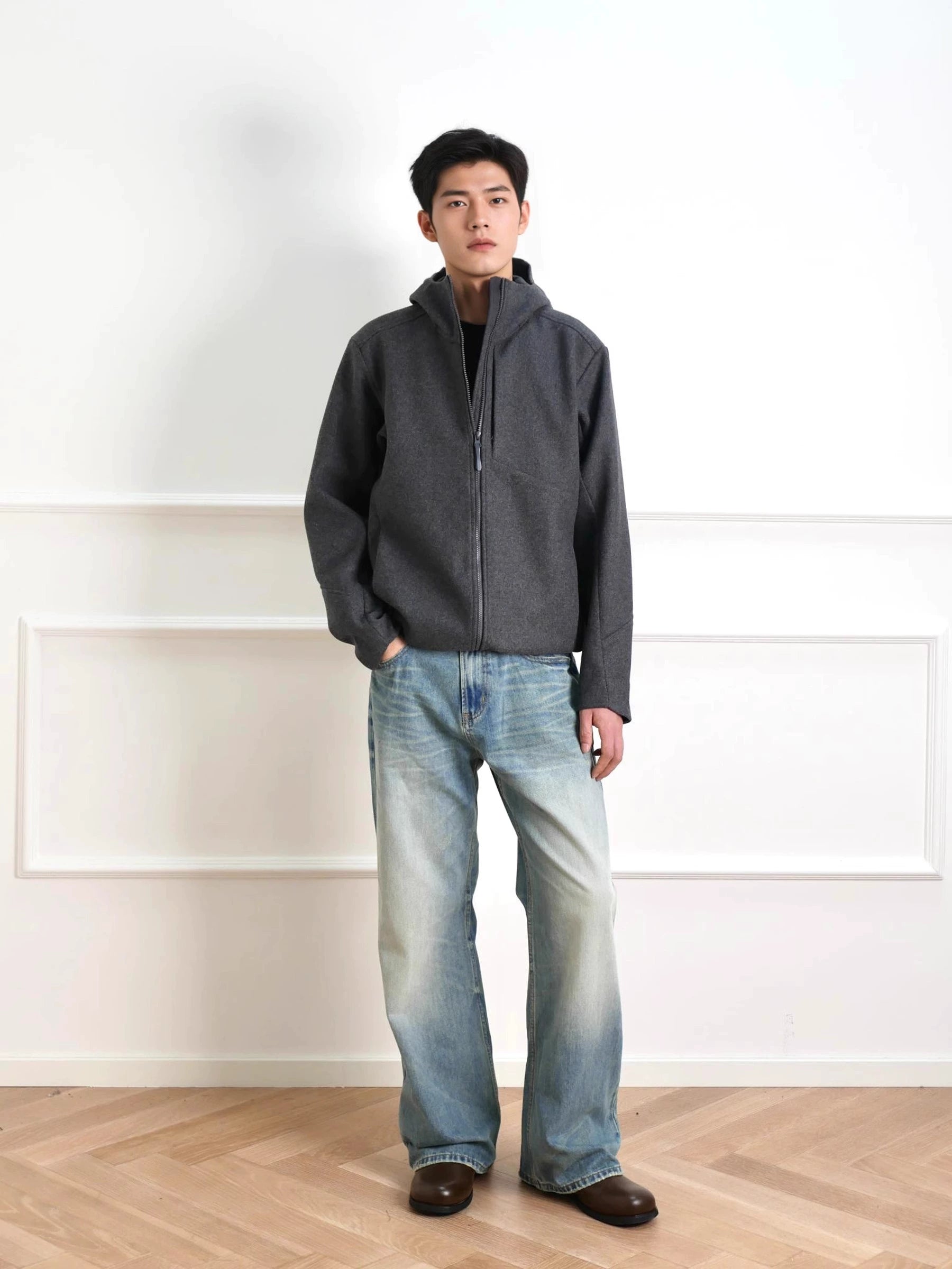 NO LOGO Washed Old Wide Versatile Jeans