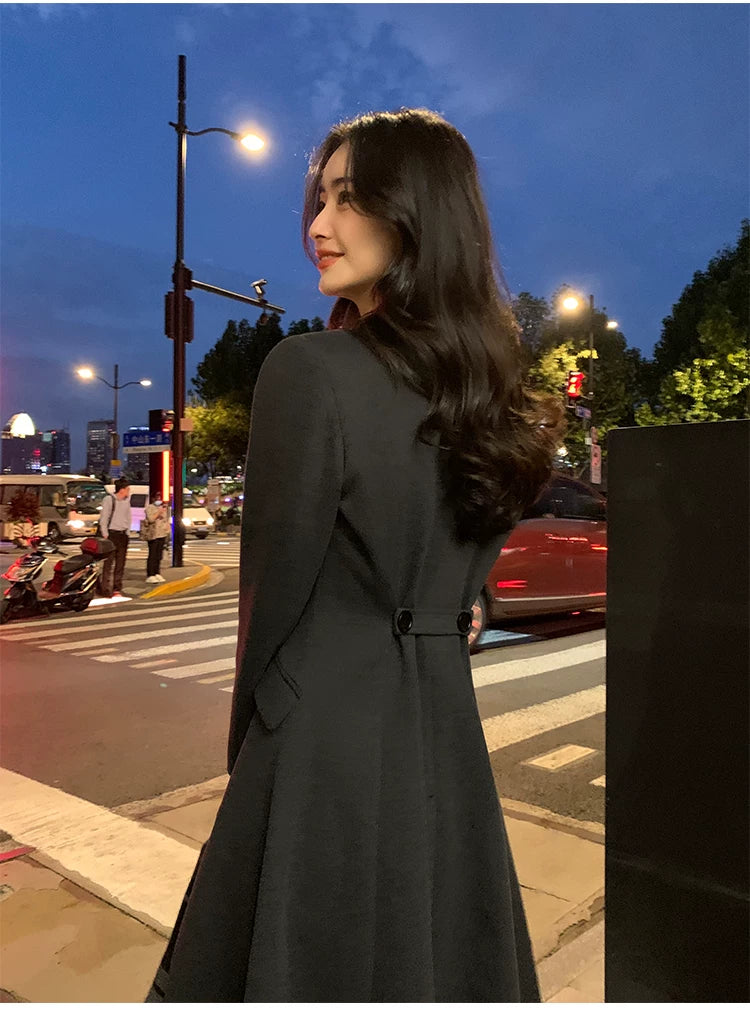 Pusumede High-end Waist and Thin Long Temperament Coat