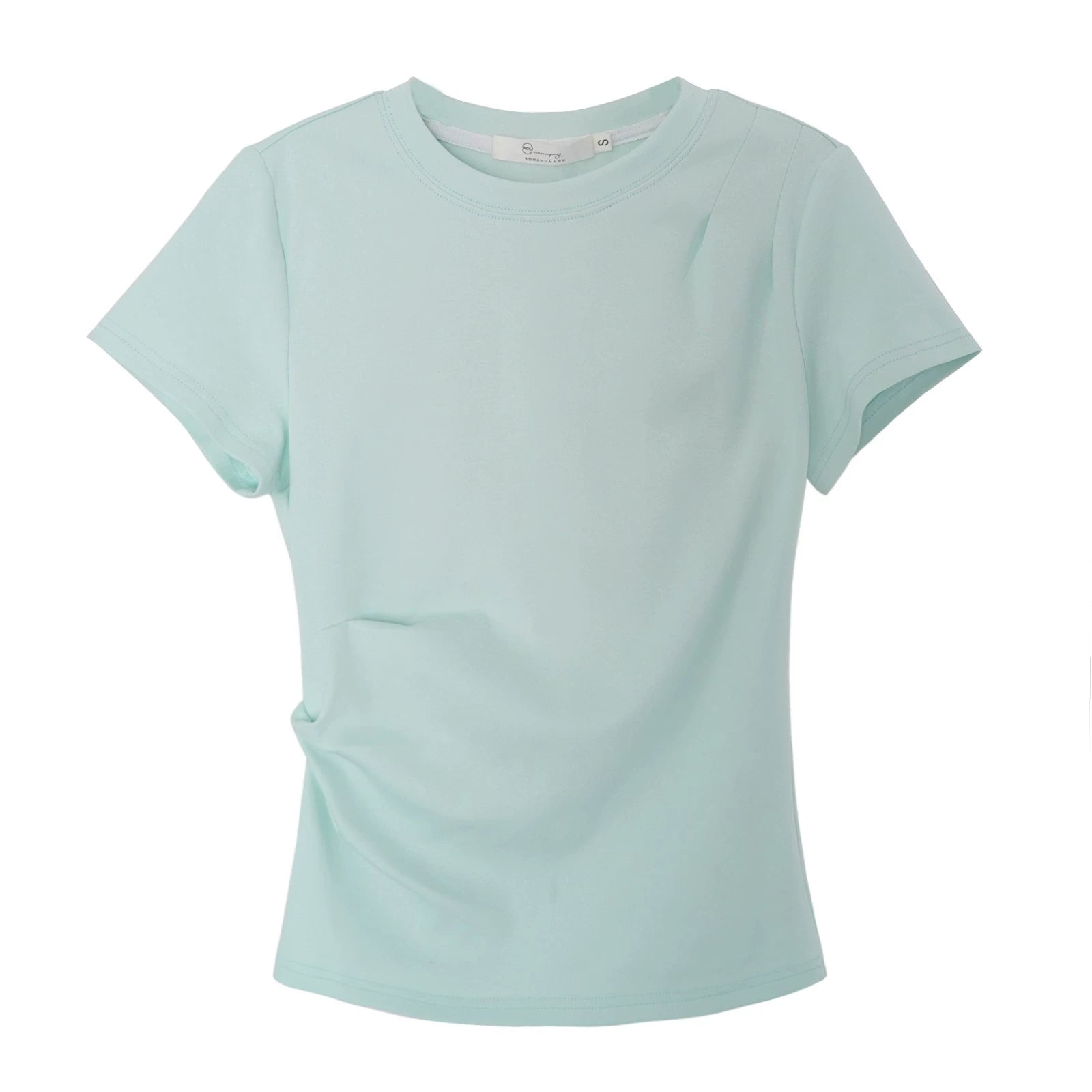 XUJING Pleated Front Shoulder Slim and Thin Tee