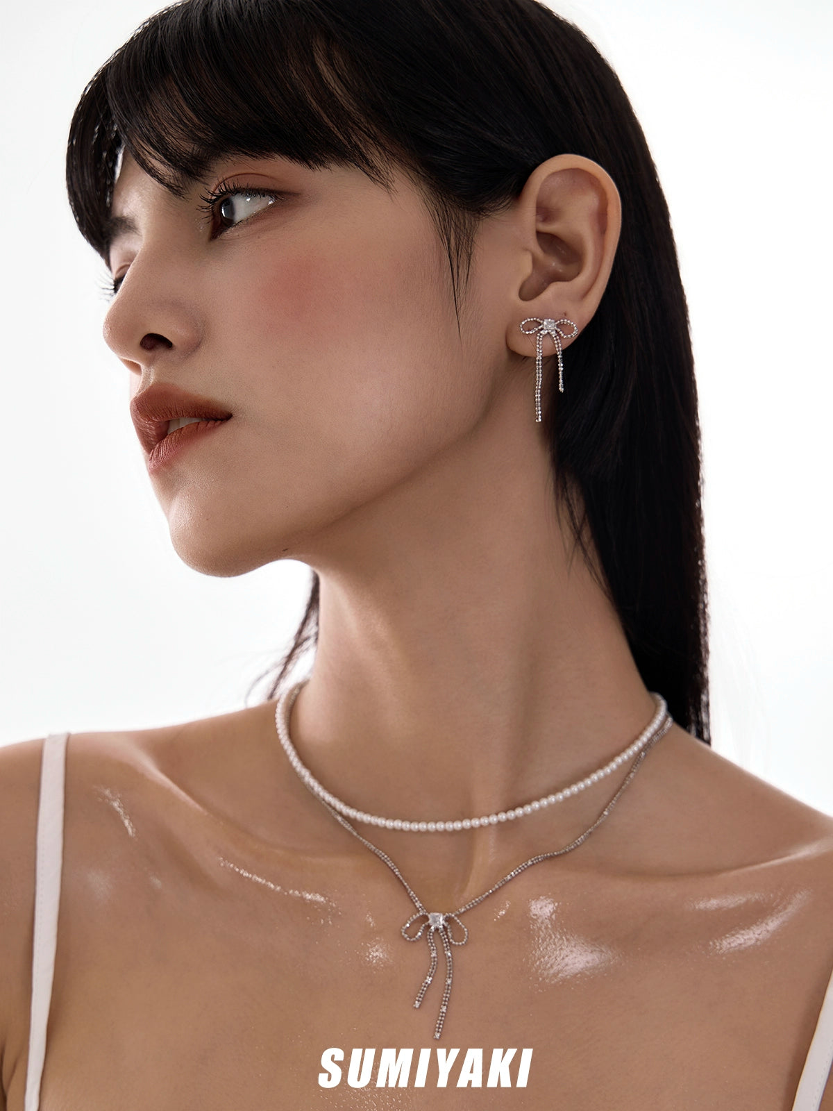 SUMIYAKI Double Bow Pearl Necklace