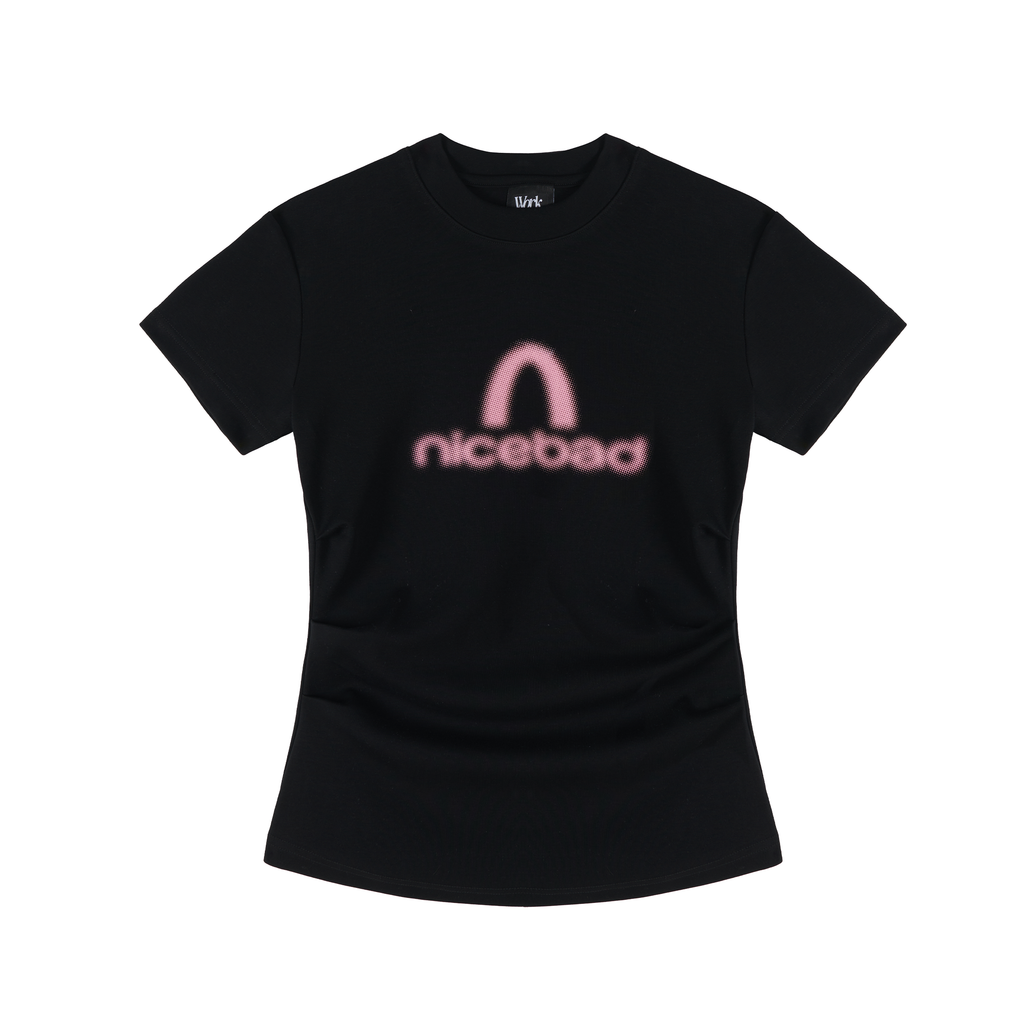 NICEBAD Wrinkle Print Front Shoulder Tight Versatile Tee