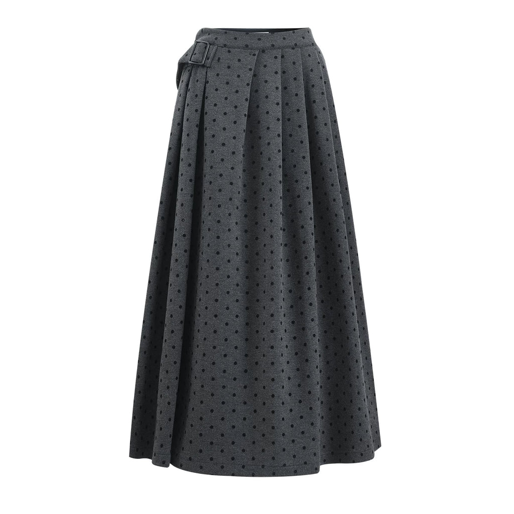 Barb Chill Polka Dot Woolen Vest Long Skirt Set