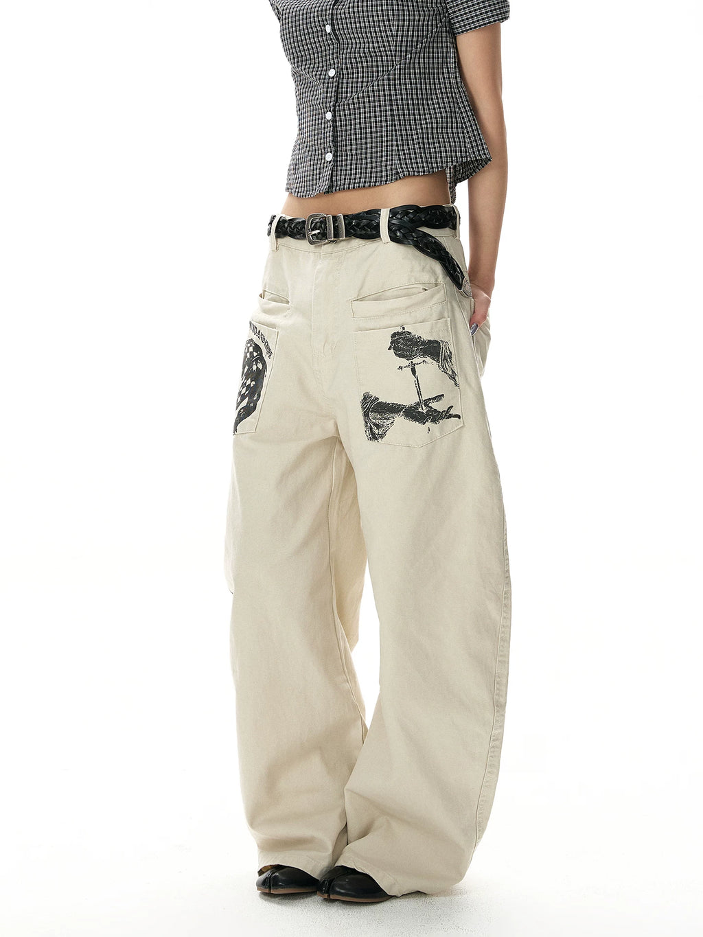 A PUEE Vintage Wide Leg Loose Straight Pants