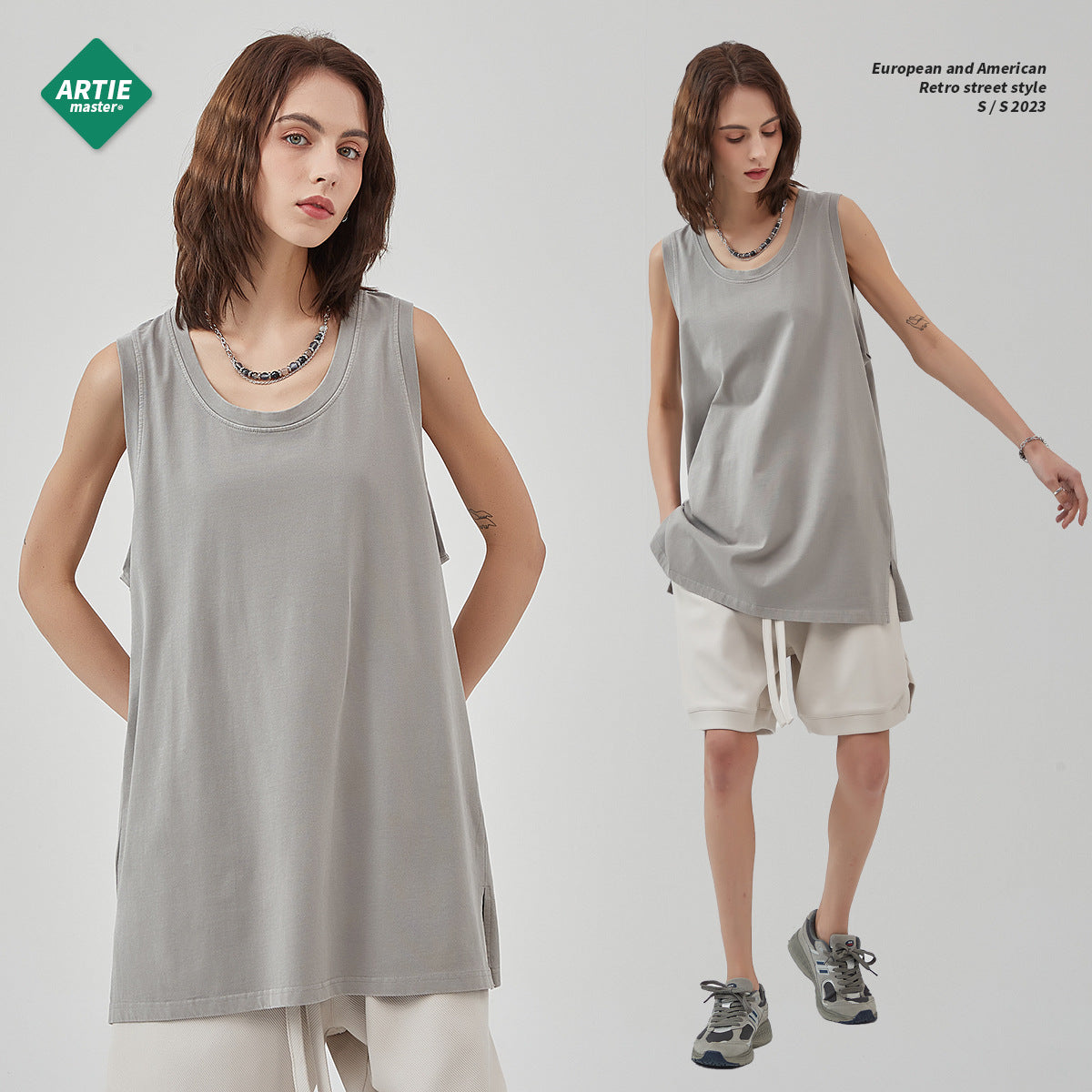 ARTIE Hem Split Batik Vintage Vest