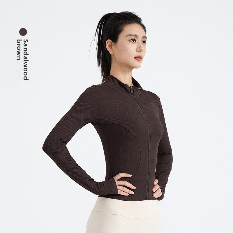TIANQINGSE Striped Quick-drying Slim-fitting Skinny Naked Sports Long Sleeve