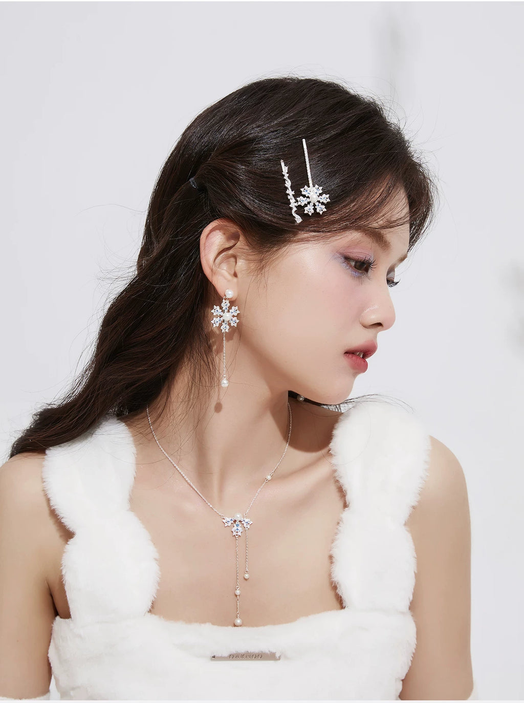 PP Snowflake Pearl Fringed Earrings