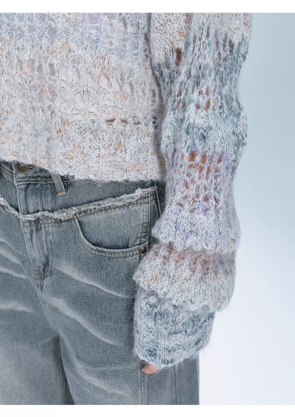 Ablueberry Hollow Short Loose Lazy Casual Sweater