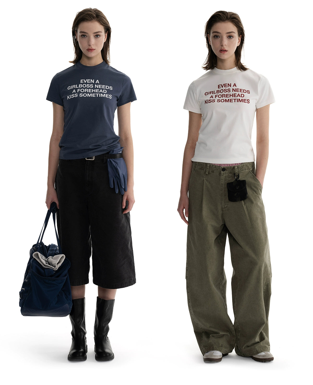 Loopsoon Retro Letter Print Minimalist Tee