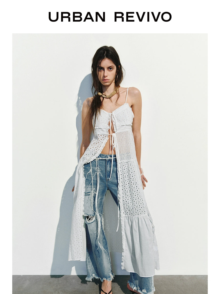 URBAN REVIVO Wave Style Hollow Suspender Dress