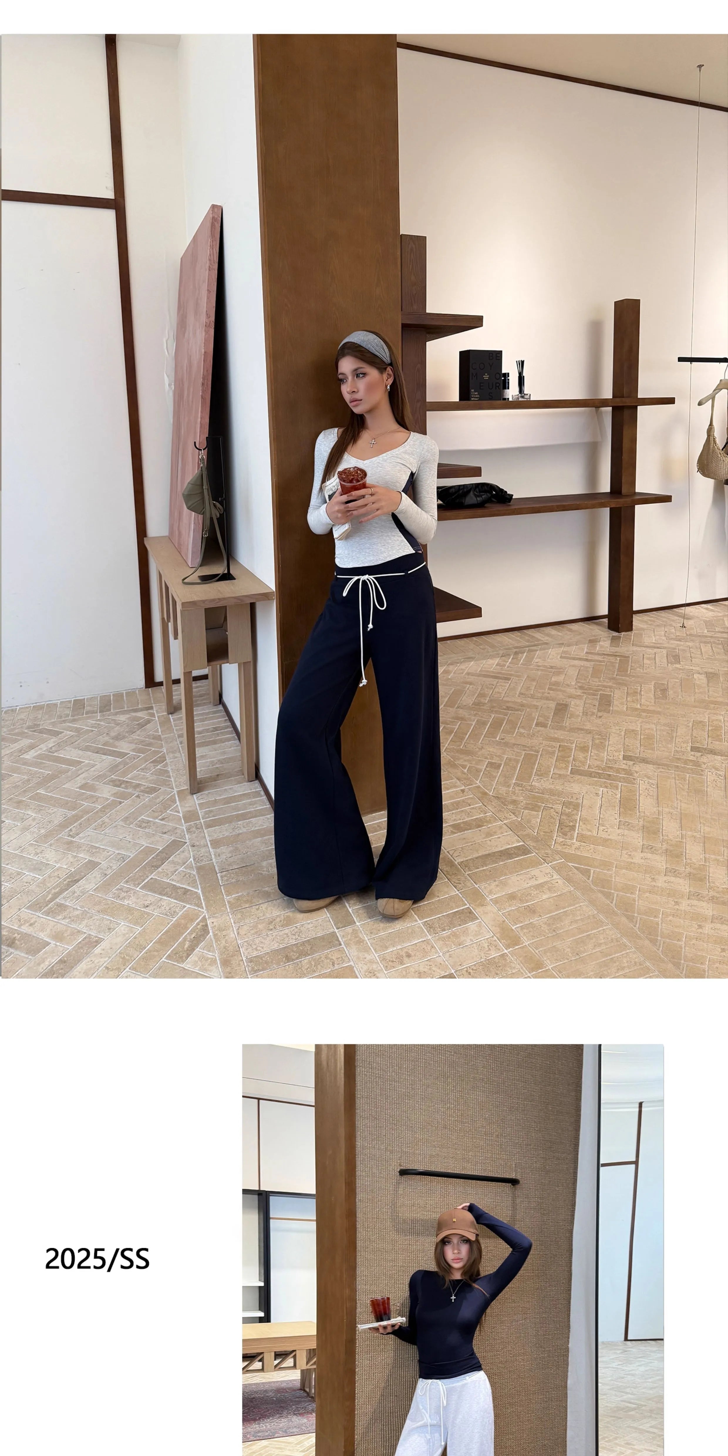 Audwyn Vintage Contrast Skinny Terry Cotton Sweatpants