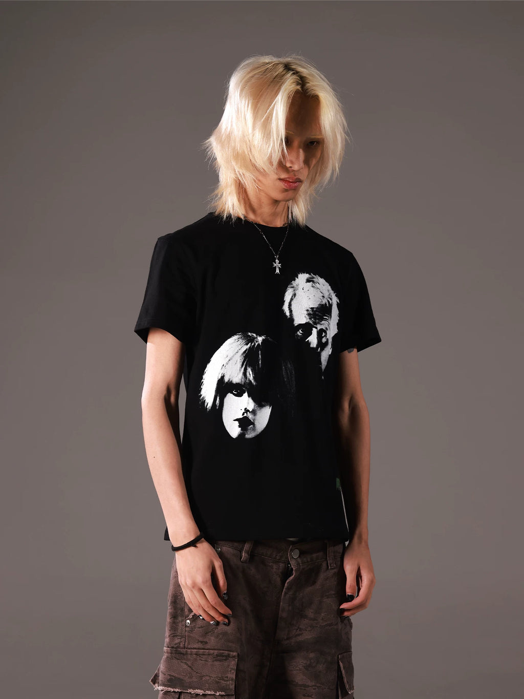 71AN Silver Wing Bionic Human Print Front Shoulder Tee Short Sleeve