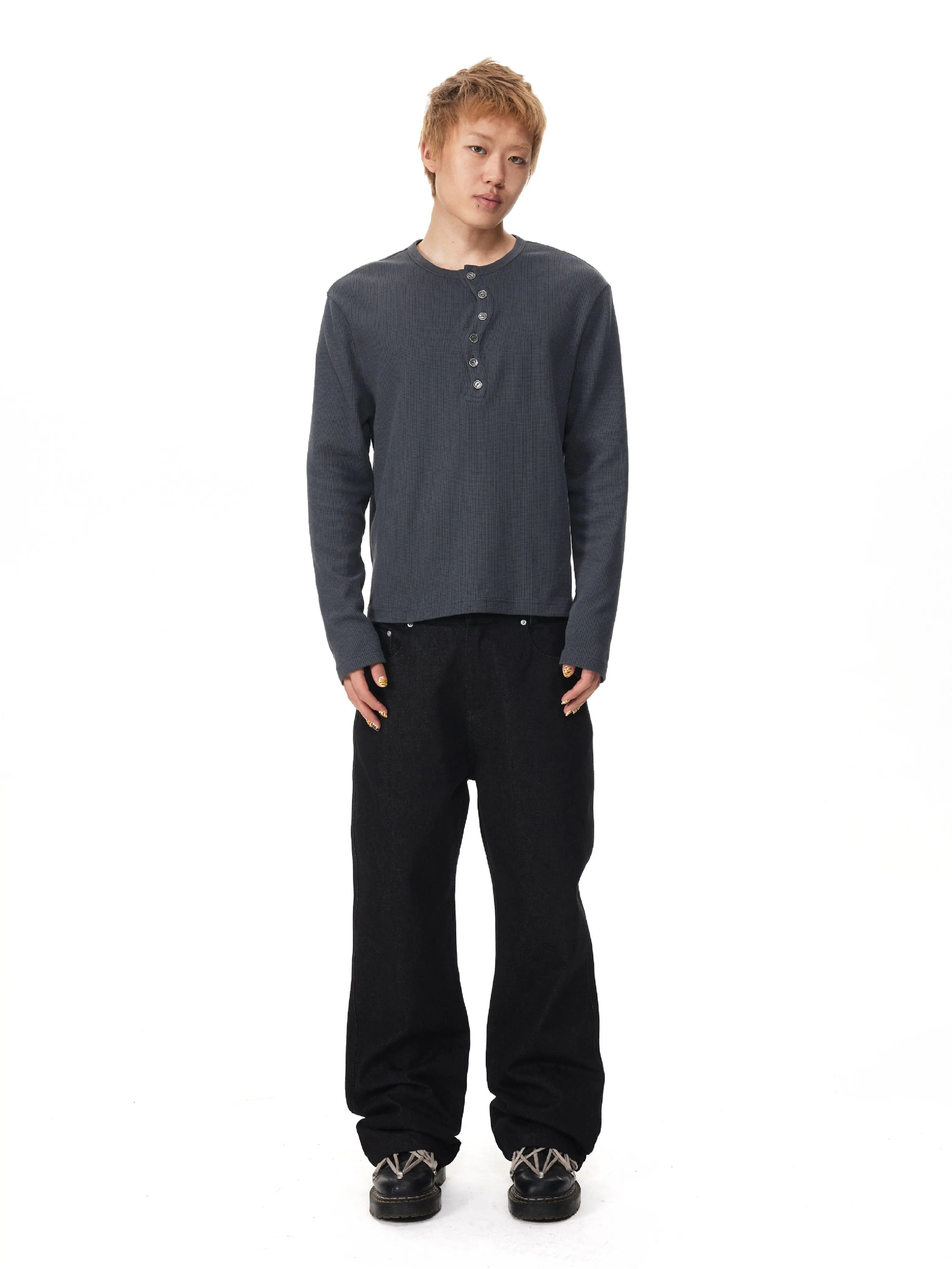 EK Casual Waffle Pullover Long Sleeve
